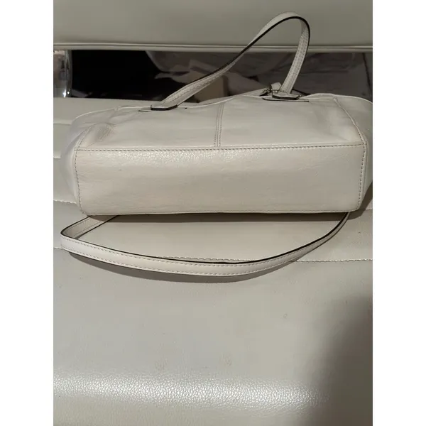 Coach White Pebbled Leather‎ Tote Bag Gold Hardware Crossbody Bag vintage - Image 5