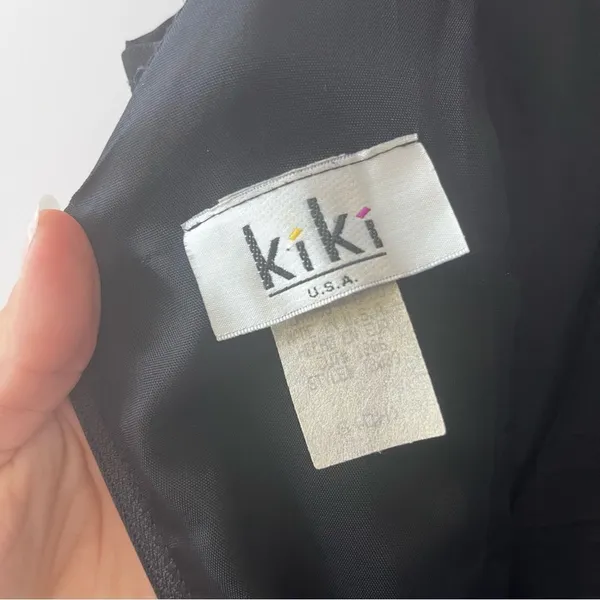 Vintage KiKi USA Black with Gold Lace Detail Gown Small - Image 6