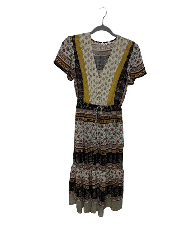 🌼✨ One September Mixed Print Boho‎ Midi Dress Tassel Tie XS Anthropologie ✨🌼 - Image 2