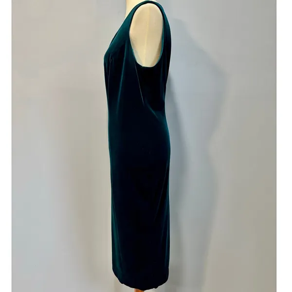Vintage R&M Richards Emerald Green Velvet Midi Dress Whimsygoth Goth Glam XL - Image 4