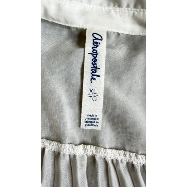 Aeropostale Womens XL White Sheer Pleated Back Sleeveless Button Down Blouse Top - Image 4