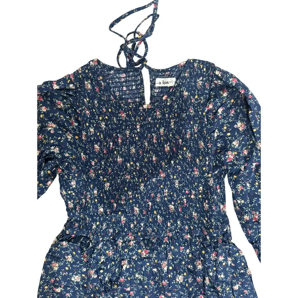 In Bloom Smocked Long Sleeve Maxi Dress in Blue Floral, Size L - Image 3