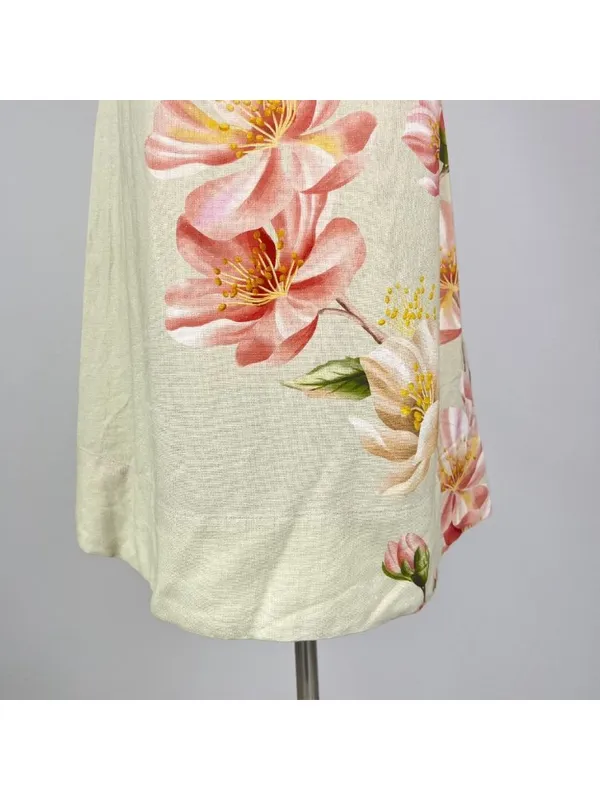NWOT Farm Rio Linen Blend Floral Print Sleeveless Mini Dress Elastic Waist Sz XS - Image 6
