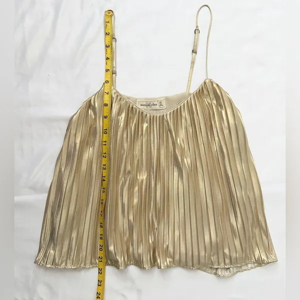Vintage Abercrombie & Fitch Metallic Pleated Cami - Gold - XS - Image 9