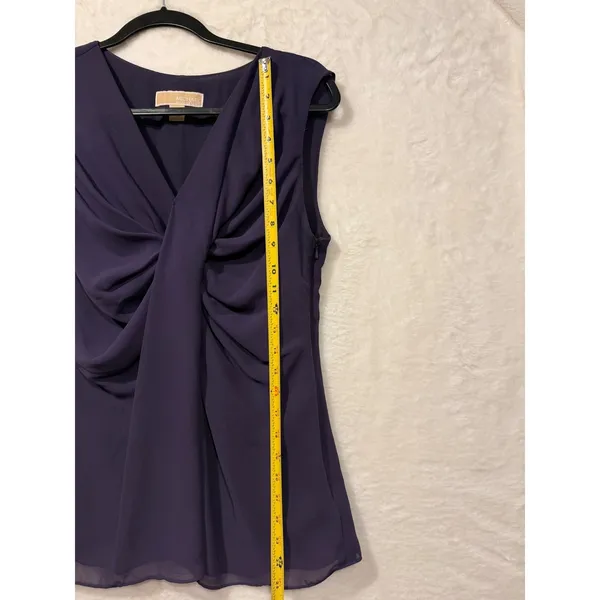 Michael Michael Kors Purple Twist Front V-Neck Sleeveless Blouse Top‎ Small - Image 3