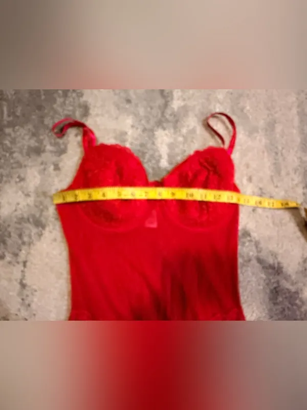 Rampage Red Lace Chemise Bodysuit - Image 7