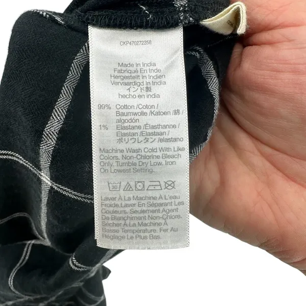 Madewell Collarless Shirtdress in Windowpane True Black‎ Size Medium - Image 13