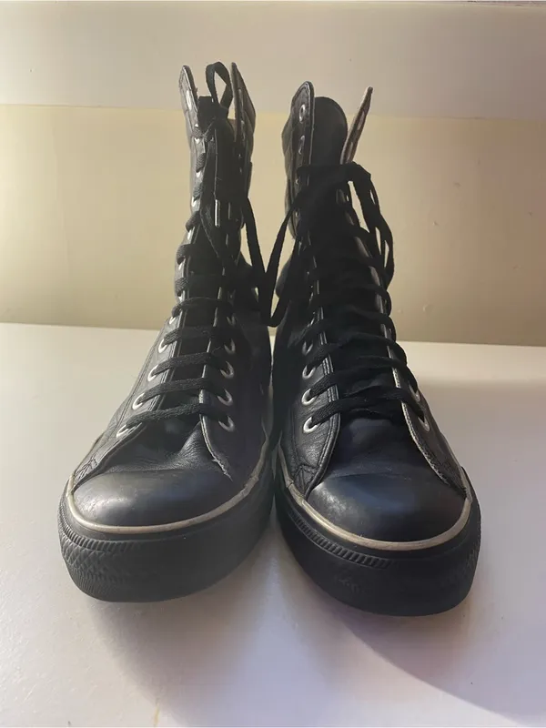 Converse Chuck Taylor All Star X-Hi Black Leather High Top Sneakers size M7 / W9 - Image 5