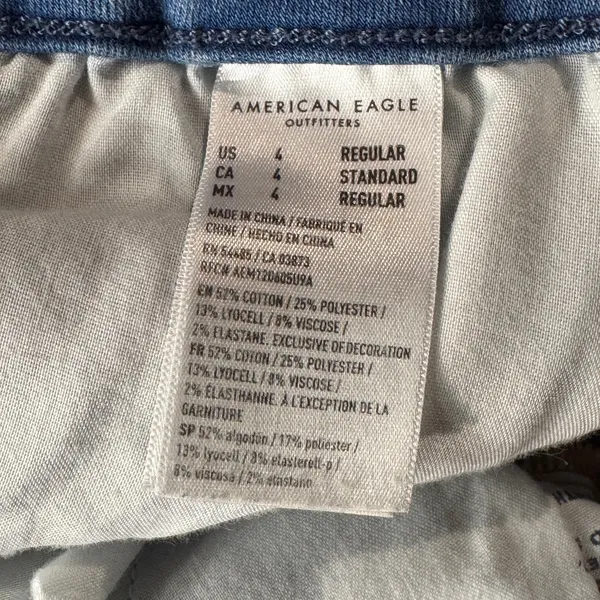 American Eagle SZ 4 Curvy Hi-Rise Jeggings Jeans Stretch Zip-Fly Pockets Whisker - Image 9