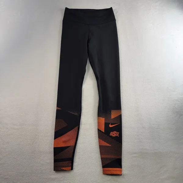 Nike S Small Leggings OSU‎ Oklahoma State College Pants Athletic Black Orange - Image 2