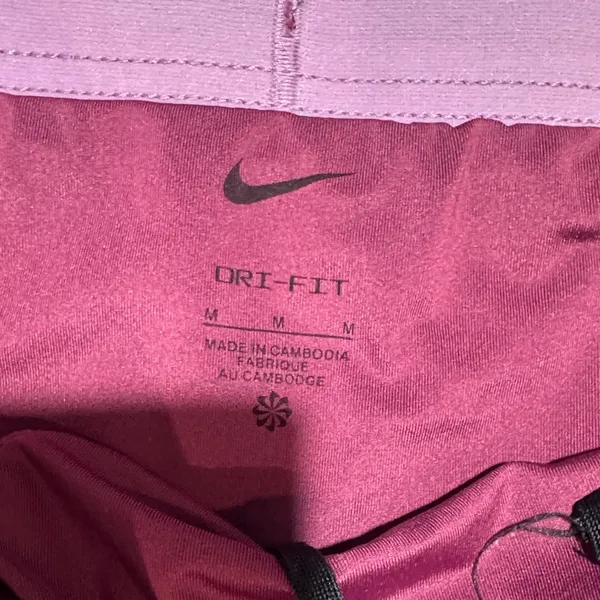 Nike Women's Maroon Athletic Shorts with Light Pink Panels - Image 2