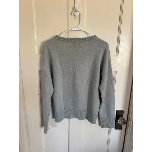 M Magaschoni blue gray cashmere crewneck sweater size medium - Image 3