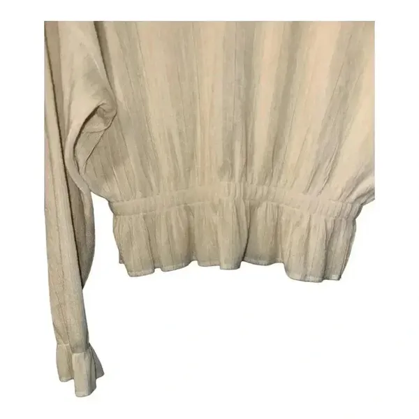 Zara‎ Cream Ribbed Peplum Sweater, Small - Image 3