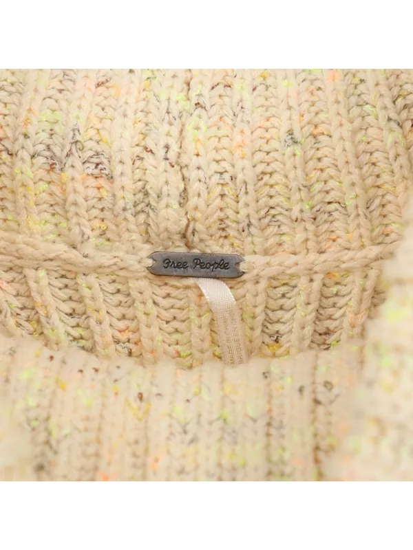 Free People Leo Sassy Peach Speckled Slouchy Turtleneck Oversized Sweater S - Image 6