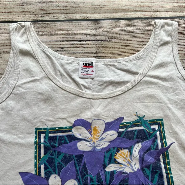 Vintage 90s Yosemite Columbine Cropped Top Womens Large Anvil‎ USA National Park - Image 6