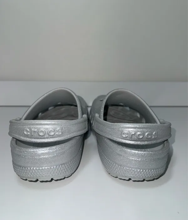 Crocs Classic Silver Glitter Clogs Slip On Rubber - Image 7