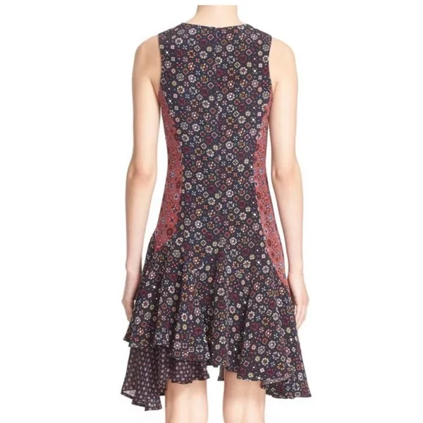Derek Lam 10 Womens Silk Dress Sz 8 Medallion Print Asymmetric Hem Career Boho - Image 14