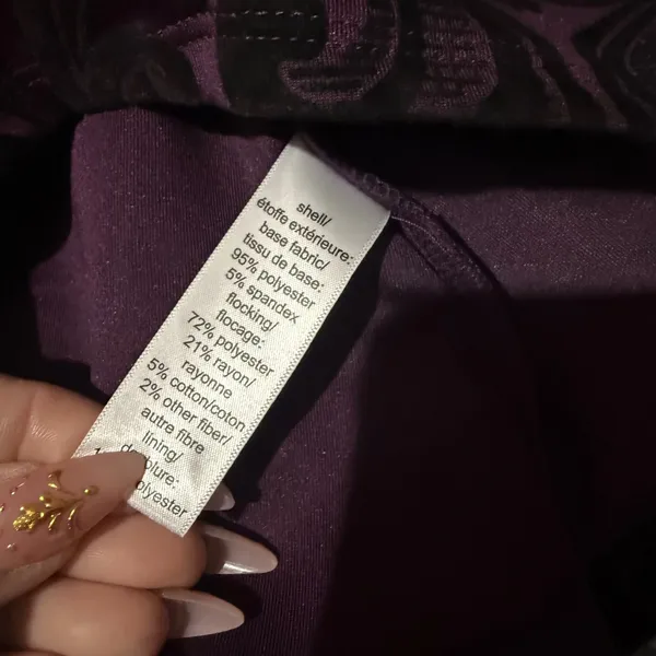 Maurices Damask Velvet Flocked High Low Dress XL Purple Cocktail Dark Romantic - Image 9