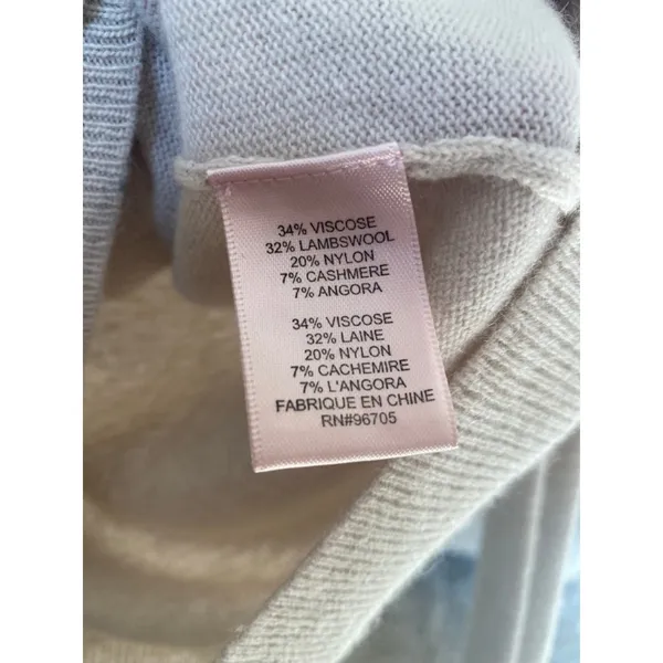 Rebecca Taylor Angora Wool Cashmere Cardigan Rhinestone Peter Pan Quiet Luxury M - Image 6