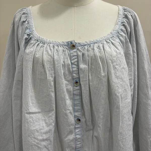 We‎ The Free Blue White Striped Relaxed Tunic or Mini Shirt Dress Large NEW Boho - Image 8