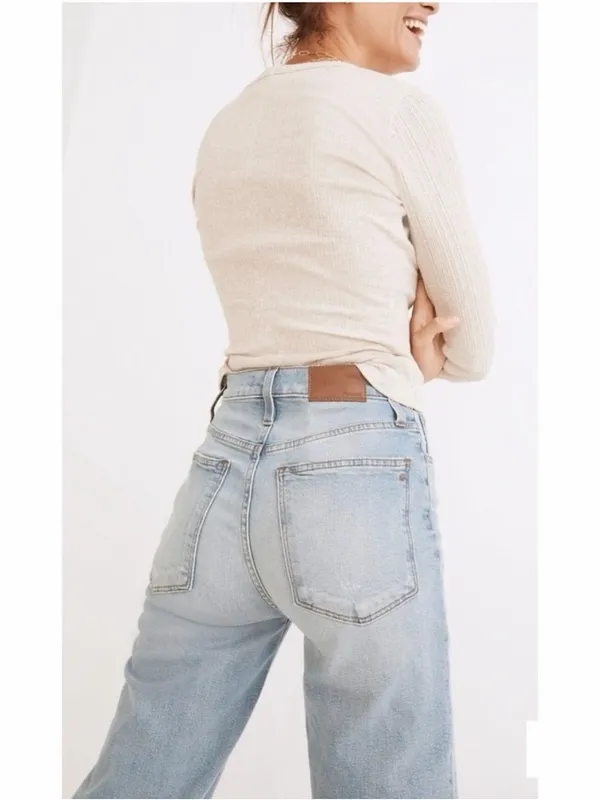 Madewell The‎ Perfect Vintage Straight Jean in Distressed Blue Size 24 - Image 3