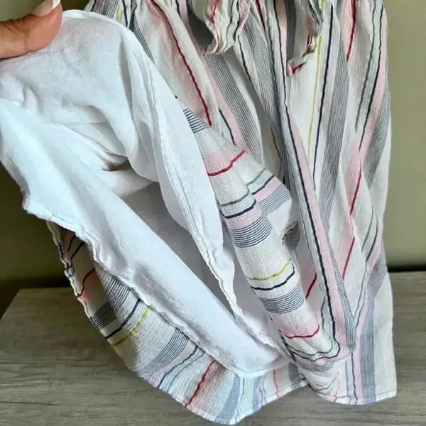 J.Crew Mercantile Rainbow Seersucker Collared Tie Front Dress Size XXS - Image 9