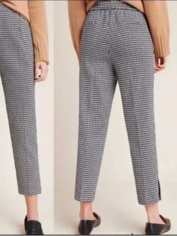 Anthropologie Larkin Jacquard Trouser Pants in Black Motif Size S - Image 3