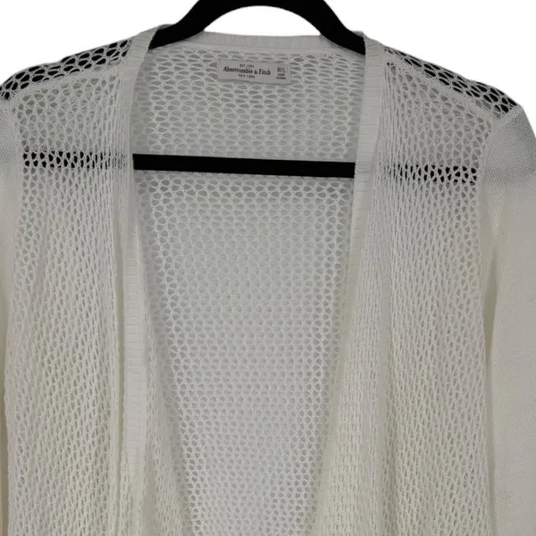 Abercrombie & Fitch Womens Crochet Open Knit Drape Front Cardigan Sweater Sz M/L - Image 6