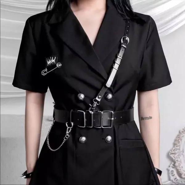 Black Suspender Cross Strap Harness Belt New - Image 2