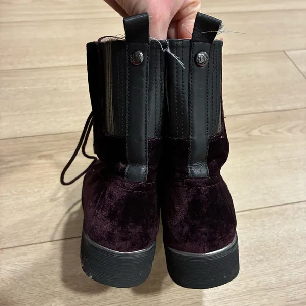 Donald Pliner Women’s Carmen Velvet Combat Boots Burgundy Red Size 6.5 - Image 6