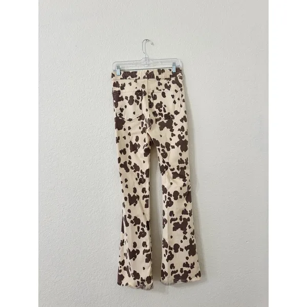 Zara Cow Print Flare Jeans Size 8 Western Festival - Image 3