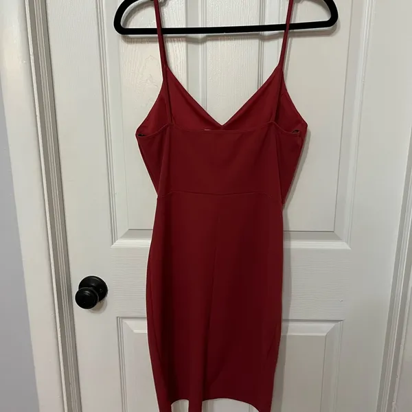 Lulu's forever your girl‎ rust red mini drape faux wrap dress large - Image 6