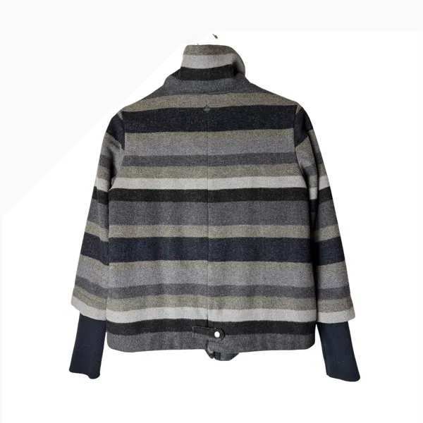 Prana‎ Lily Wool Blend Jacket Women Small Grey Striped Gorpcore Full Zip Coat - Image 4