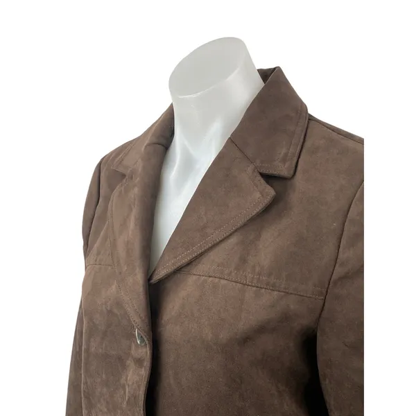 H&M Women's Brown Long Sleeve Button Up Notch Lapel Blazer Coat Jacket Size XS - Image 3