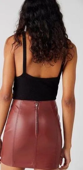 Free People Mini Skirt Modern Femme Vegan Leather Size 10 New with Tag - Image 2