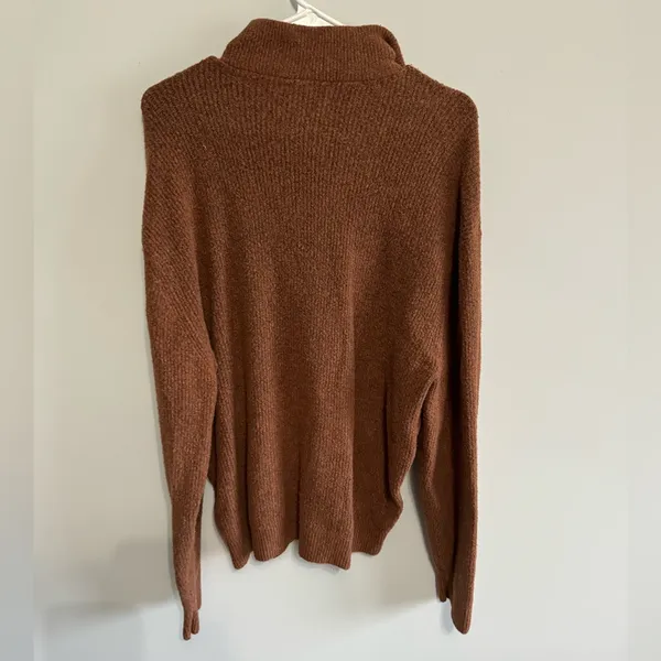 Abercrombie and Fitch Orange Quarter Zip Pullover Sweater - Image 4