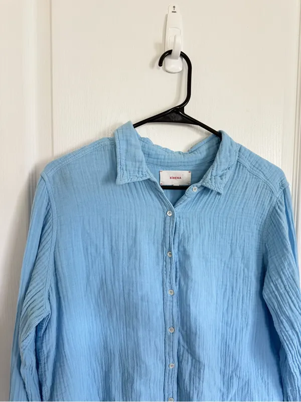 Xirena Scout Cotton Gauze Shirt in Fiji Blue - Image 6