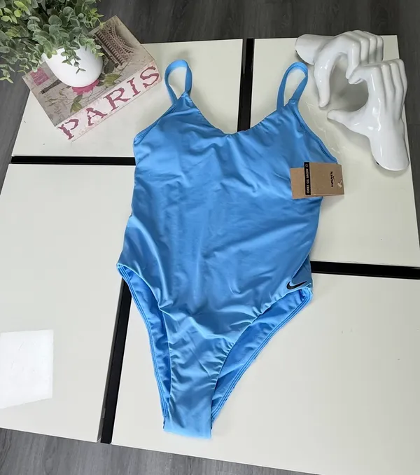 Nike Women’s Swim "Move to Zero" One-Piece Swimsuit - Light Blue - Size Large (L) - Image 6