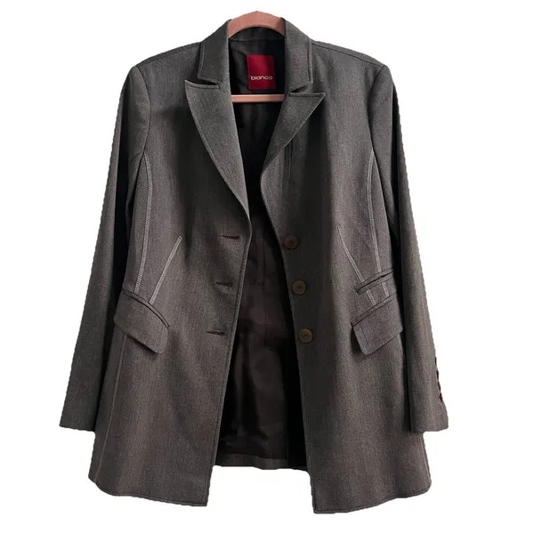 Bianca Grey Blazer Trench Coat Size 8 European Fashion - Image 4