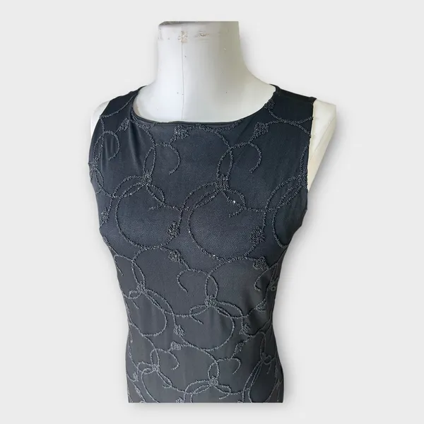 Vintage 90s City Triangles Sleeveless Beaded Maxi Dress Goth Punk Witchy Medium - Image 3