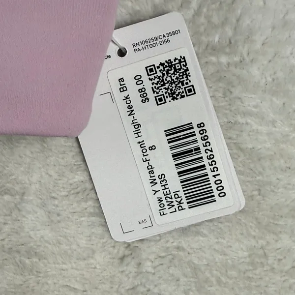 Lululemon Flow Y Wrap-Front High-Neck Bra Pink Peony LW2EH3S PKPI Size 8 NEW - Image 3