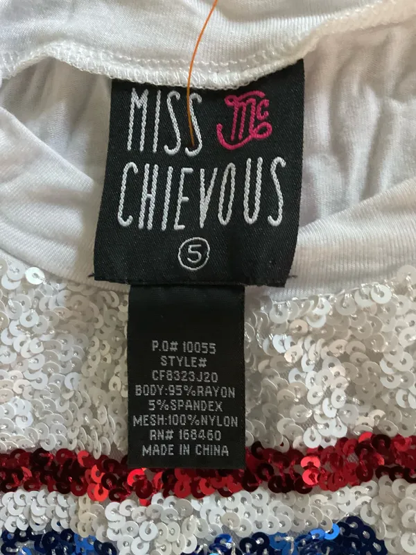 Miss Chievous Little girls USA sequin shirt - Image 3
