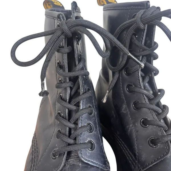 Dr. Martens 1460 Smooth Leather 8-Eye Combat Boots Black Yellow Stitching Sz 8 - Image 6