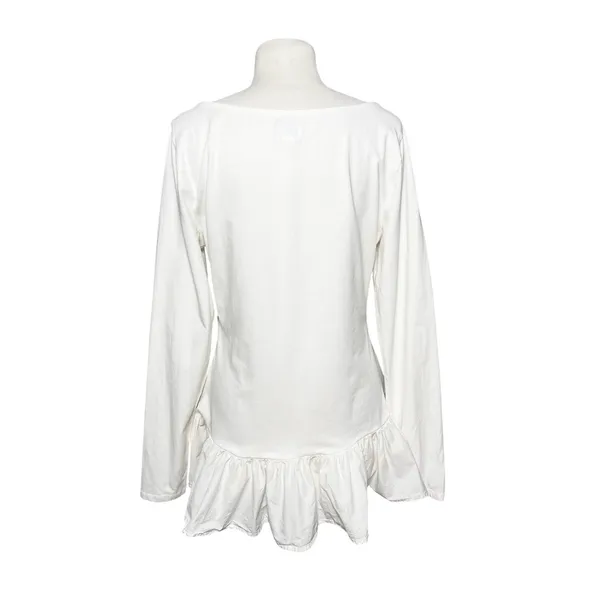 ANTHROPOLOGIE MAEVE Women’s White Long Sleeve Ruffle Hem Knit Top - Image 6