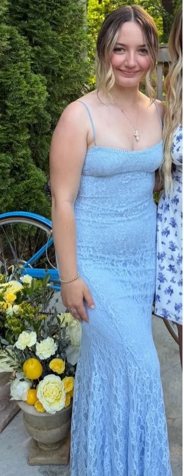 Opal and Oak Boutique Baby Blue Lace Dress - Image 2
