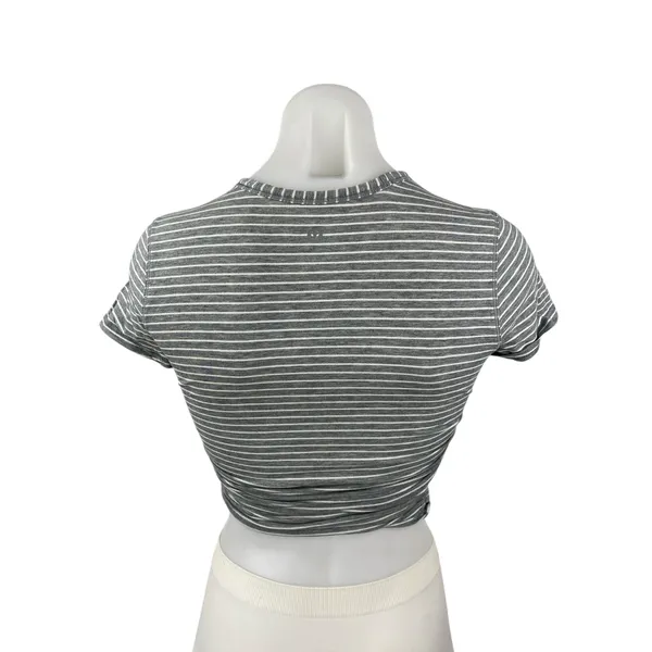 Lululemon All It Takes Gray Striped Ruched Short Sleeve Crop Tee T-shirt Top S - Image 2