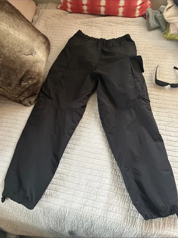 Uniqlo black cotton Wide Parachute Cargo loose baggy skater Pants Size S 27-30 - Image 12