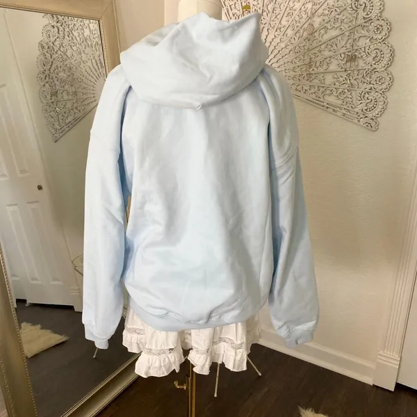 New Baby Blue "The Hashem Agenda" hoodie Sweater Size S Unisex - Image 3