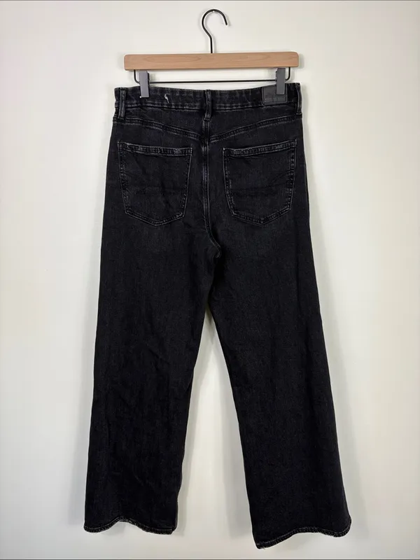 American Eagle Strigid Curvy Baggy Straight Jeans Women’s Size 8 Black Denim - Image 7