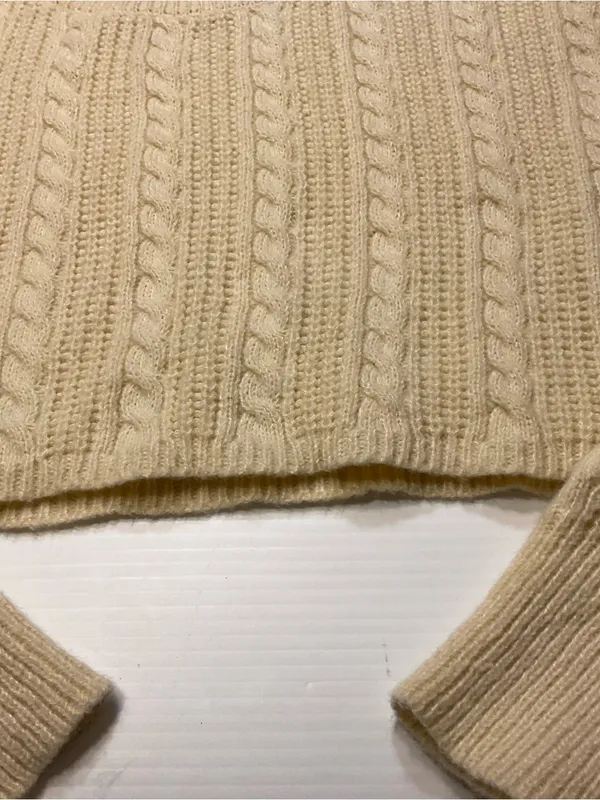 Bailey Rose Sweater Women Sz S Ivory Cable Knit Cropped Chunky Apres Ski - Image 3